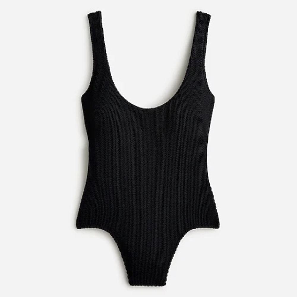 J. Crew Scrunchie scoopneck one-piece swimsuit, black size 8